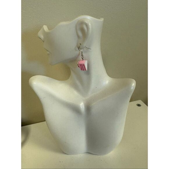 Strawberry shortcake cake slice statement Earrings - Picture 2 of 3